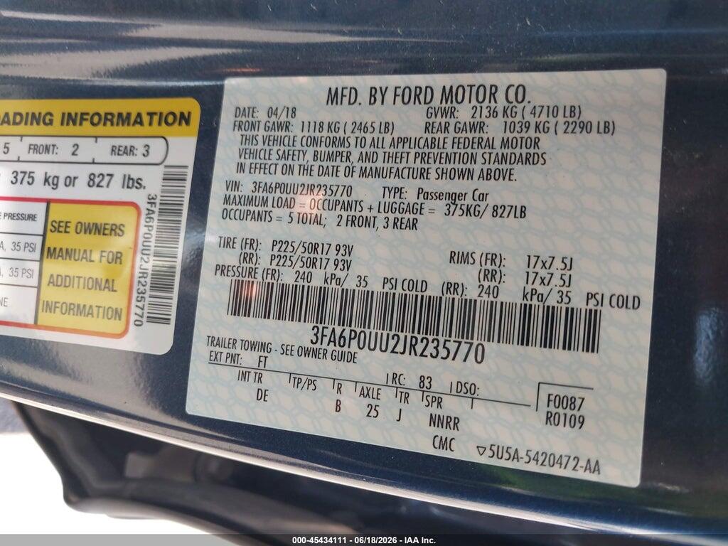 3FA6P0UU2JR235770 2018 FORD FUSION HYBRID photo no. 9