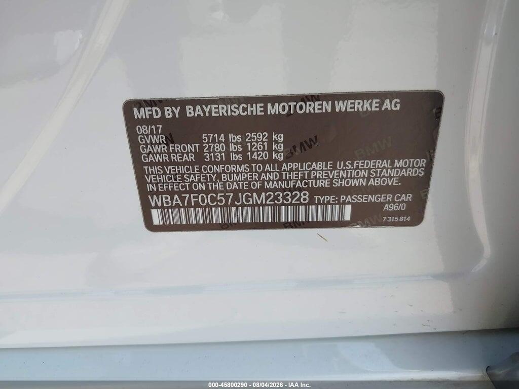WBA7F0C57JGM23328 2018 BMW 750I photo no. 9