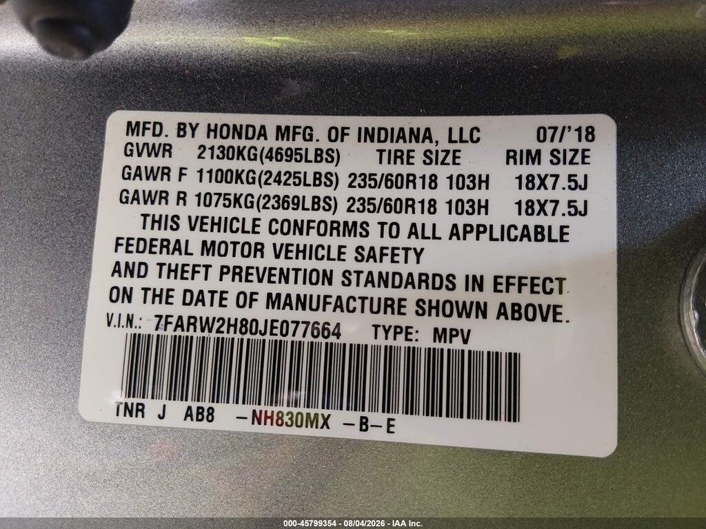 7FARW2H80JE077664 2018 HONDA CR-V photo no. 9