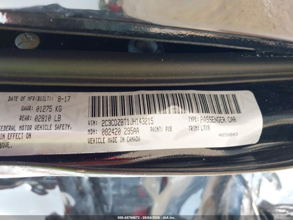 2C3CDZBT1JH143215 2018 DODGE CHALLENGER photo no. 9