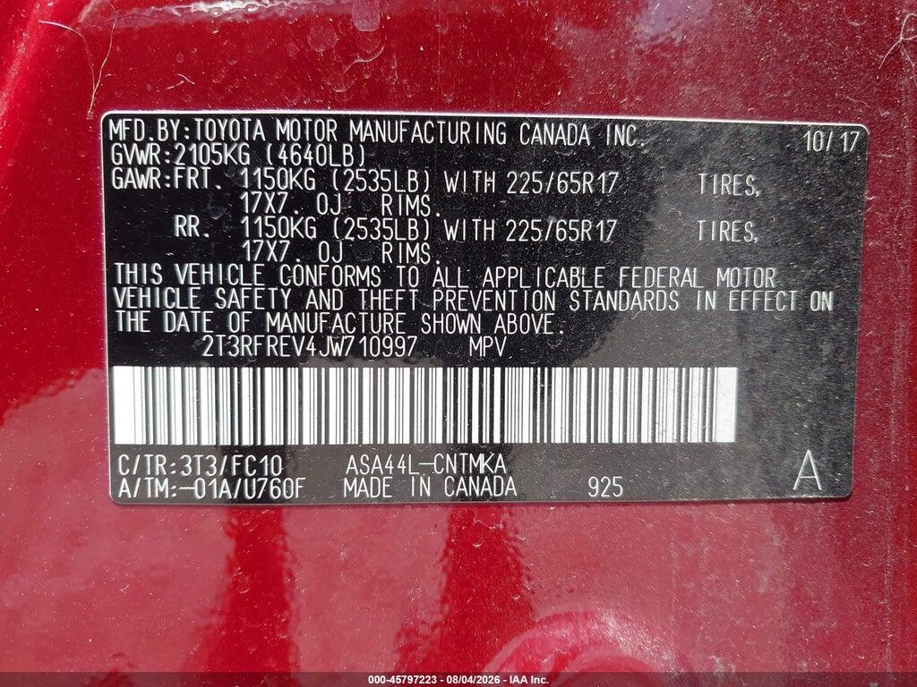 2T3RFREV4JW710997 2018 TOYOTA RAV4 photo no. 9