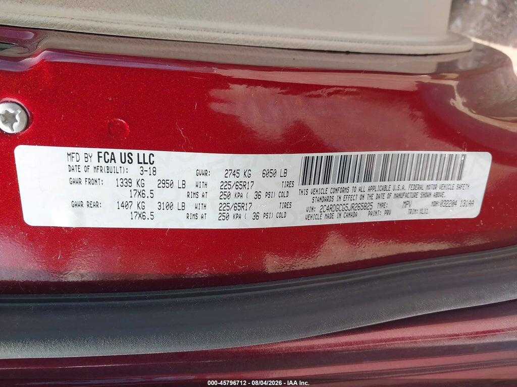 2C4RDGCG5JR265825 2018 DODGE GRAND CARAVAN photo no. 9