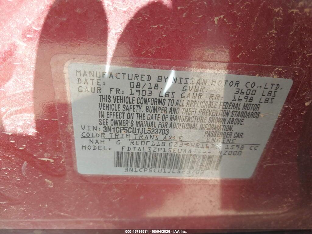 3N1CP5CU1JL523703 2018 NISSAN KICKS photo no. 9