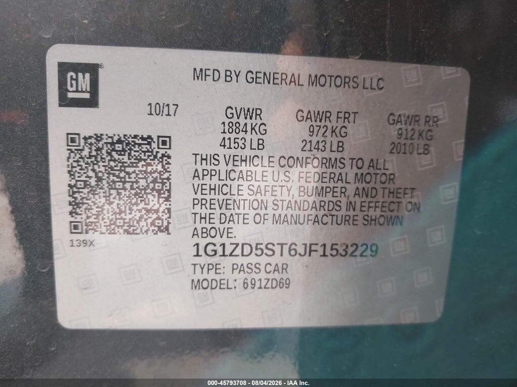 1G1ZD5ST6JF153229 2018 CHEVROLET MALIBU photo no. 9