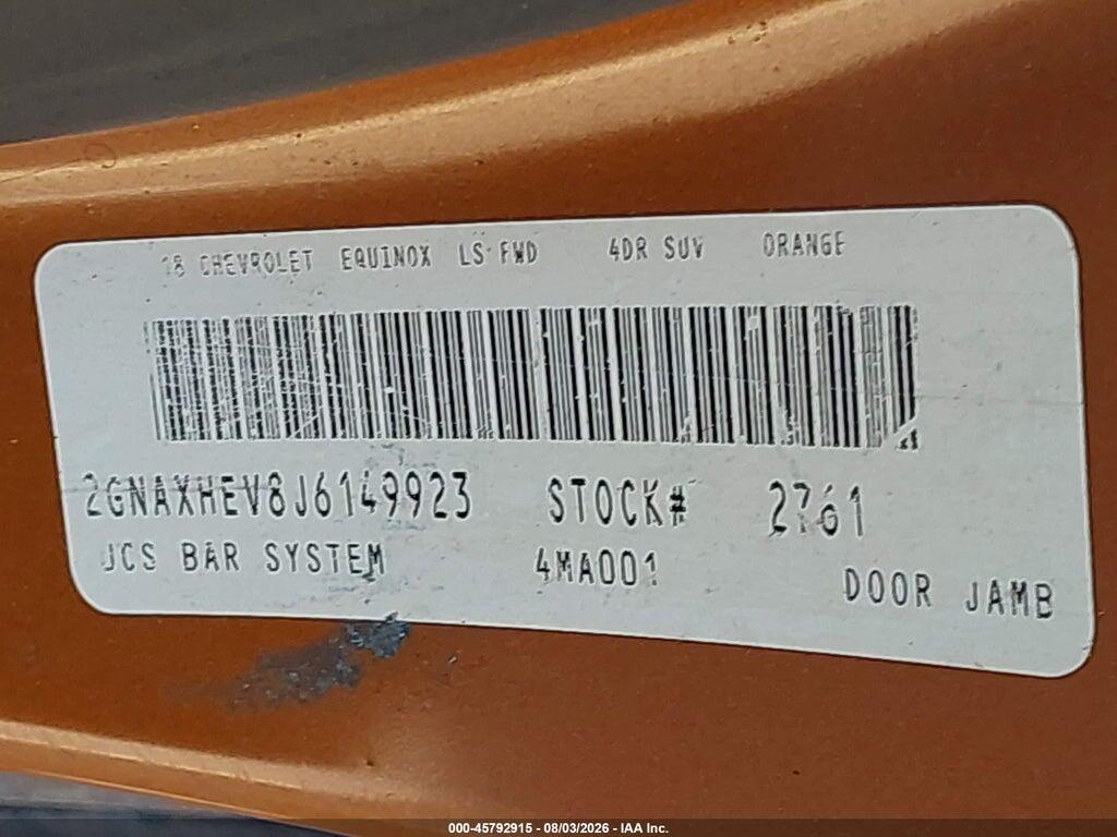 2GNAXHEV8J6149923 2018 CHEVROLET EQUINOX photo no. 9