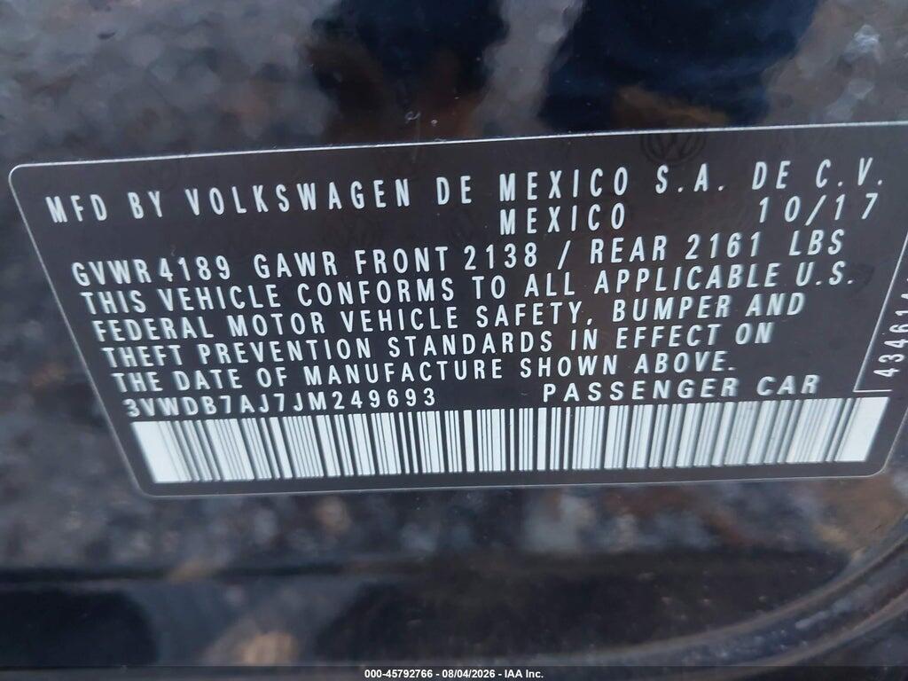 3VWDB7AJ7JM249693 2018 VOLKSWAGEN JETTA photo no. 9