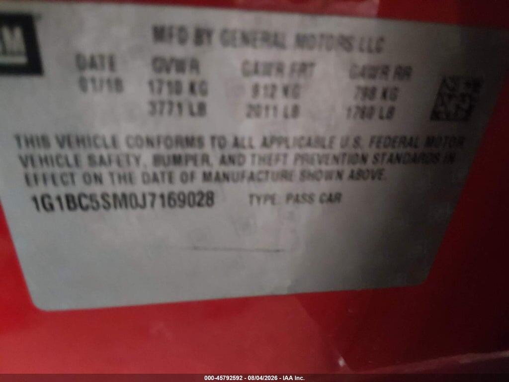 1G1BC5SM0J7169028 2018 CHEVROLET CRUZE photo no. 9