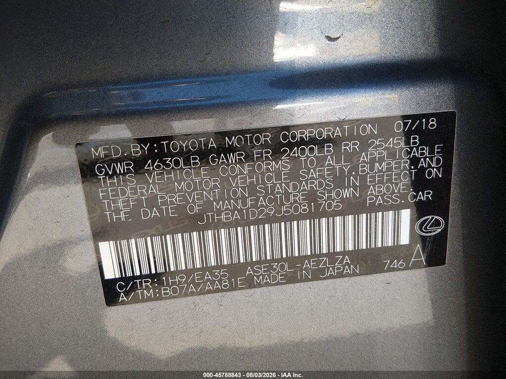 JTHBA1D29J5081705 2018 LEXUS IS 300 photo no. 9