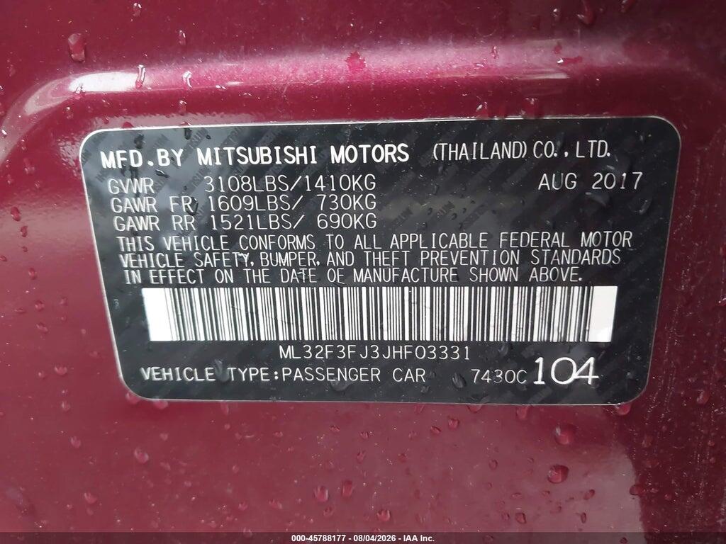 ML32F3FJ3JHF03331 2018 MITSUBISHI MIRAGE G4 photo no. 9