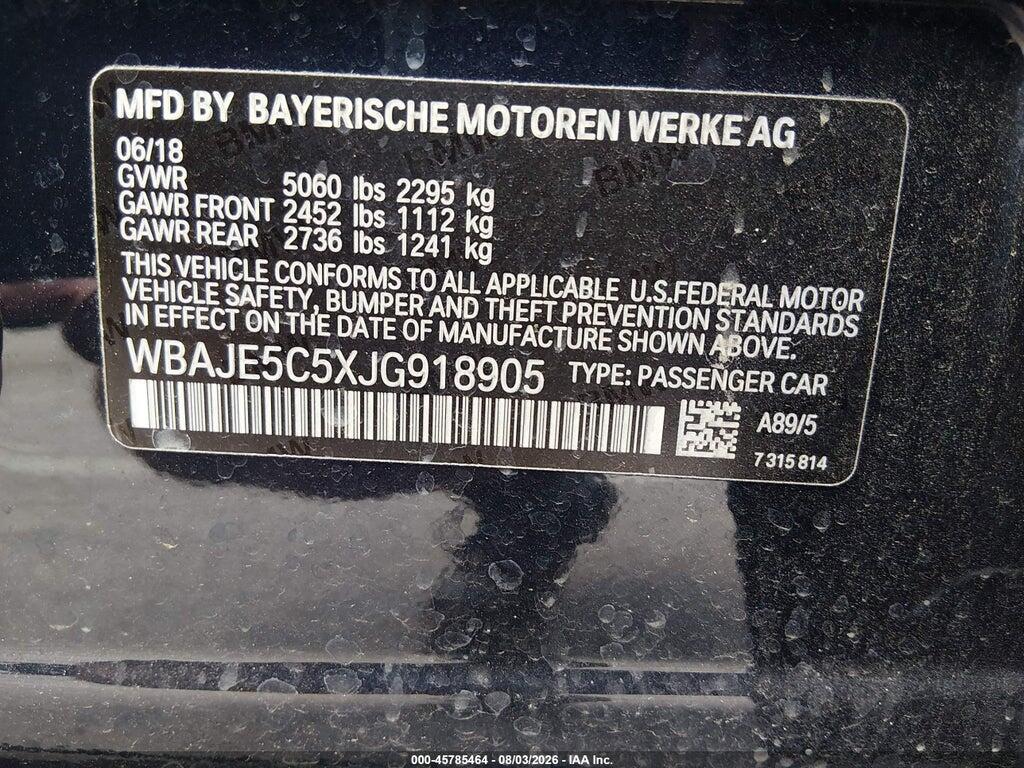 WBAJE5C5XJG918905 2018 BMW 540I photo no. 9