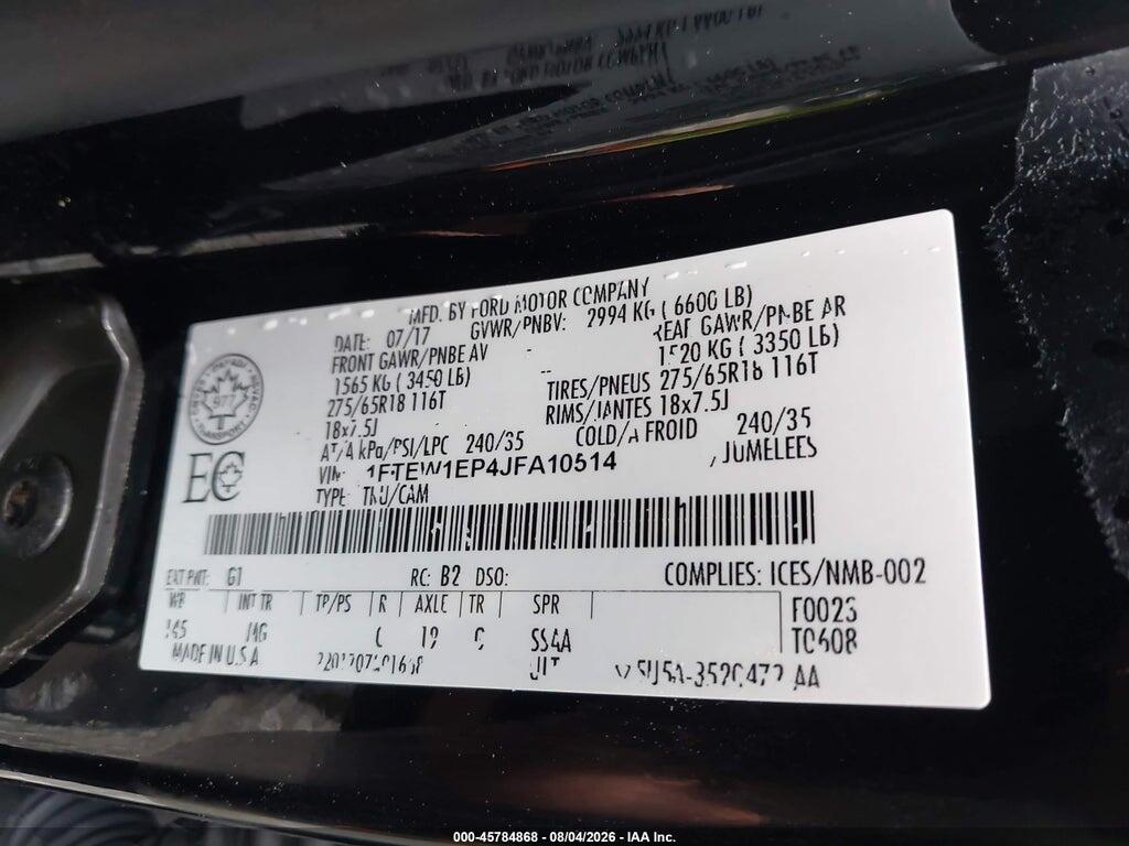 1FTEW1EP4JFA10514 2018 FORD F-150 photo no. 9