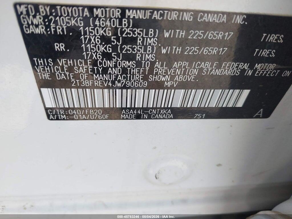 2T3BFREV4JW790609 2018 TOYOTA RAV4 photo no. 9