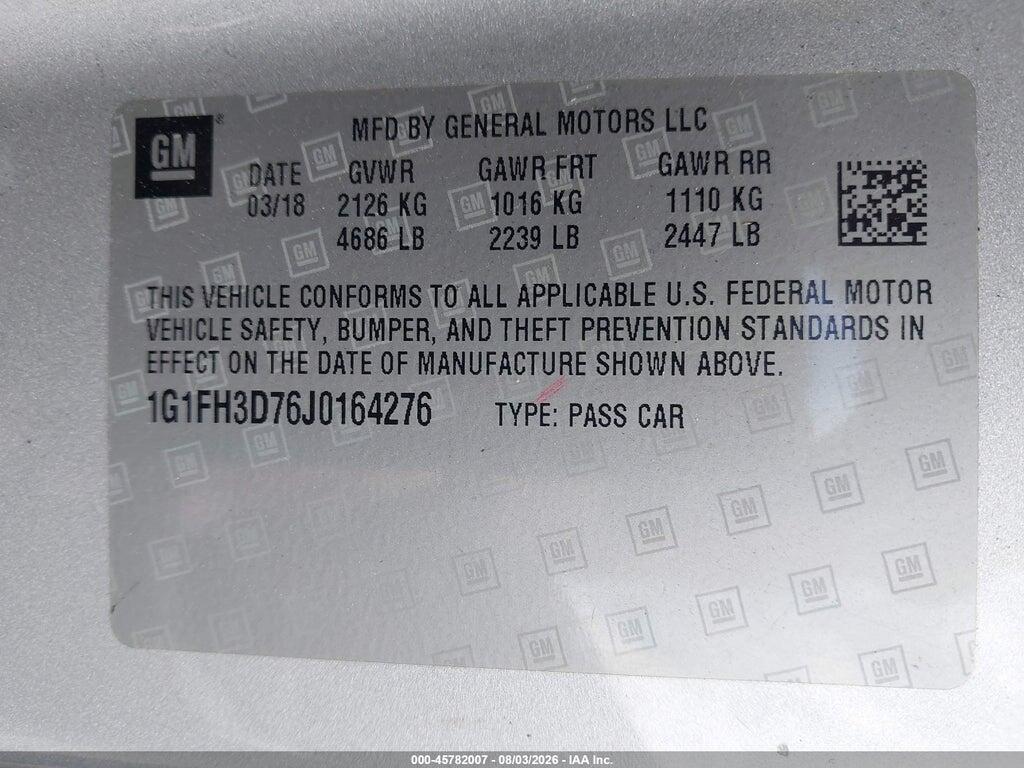 1G1FH3D76J0164276 2018 CHEVROLET CAMARO photo no. 9