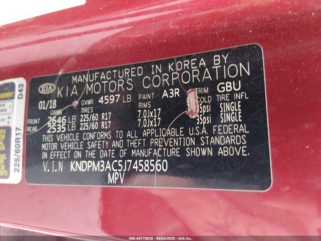 KNDPM3AC5J7458560 2018 KIA SPORTAGE photo no. 9