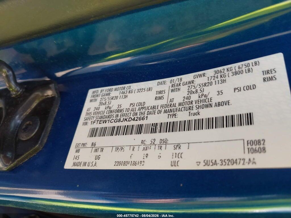 1FTEW1CG8JKD42661 2018 FORD F-150 photo no. 9