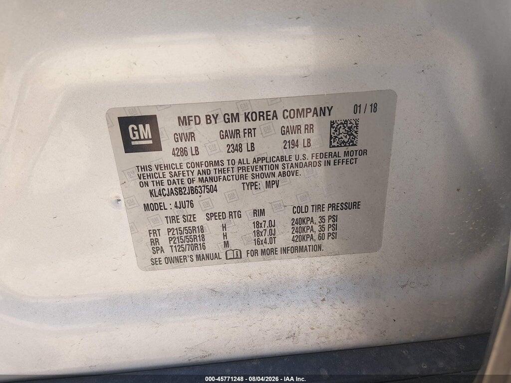 KL4CJASB2JB637504 2018 BUICK ENCORE photo no. 9