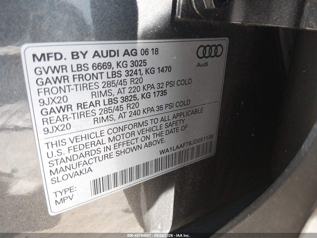 WA1LAAF76JD051138 2018 AUDI Q7 photo no. 9