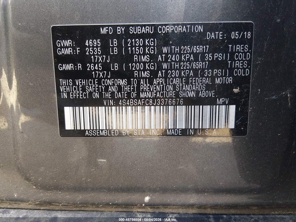 4S4BSAFC8J3376676 2018 SUBARU OUTBACK photo no. 9