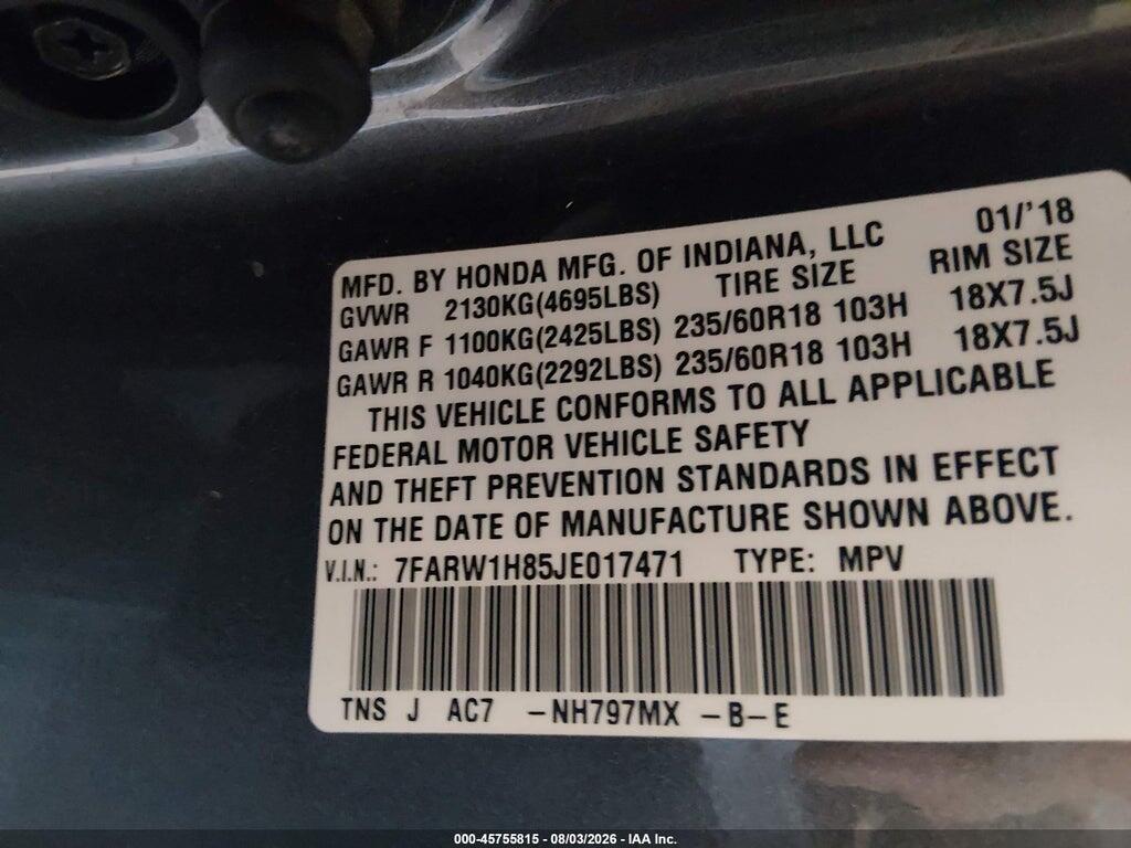 7FARW1H85JE017471 2018 HONDA CR-V photo no. 9