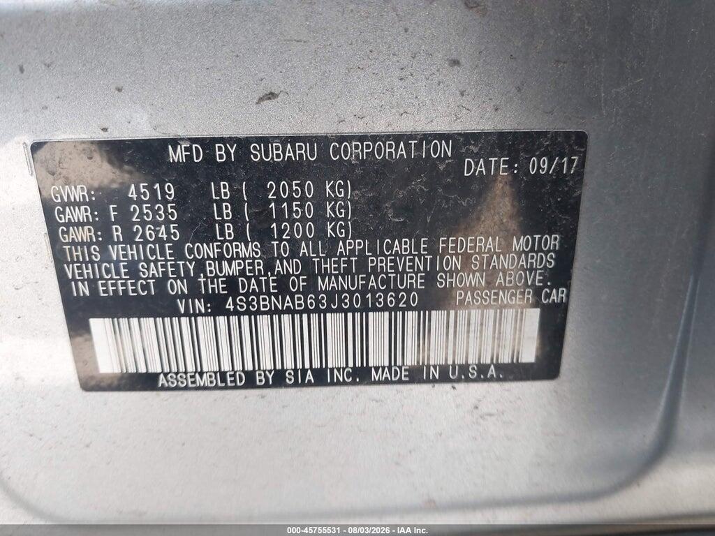 4S3BNAB63J3013620 2018 SUBARU LEGACY photo no. 9
