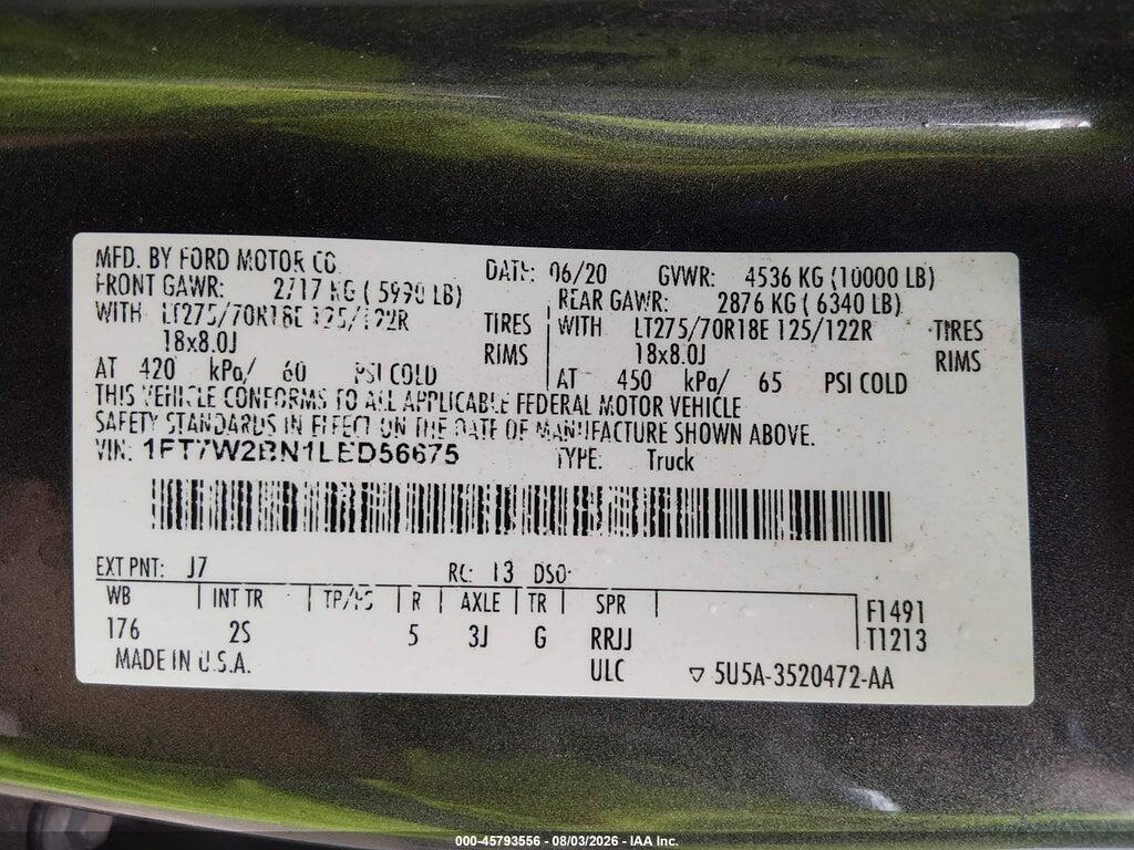 1FT7W2BN1LED56675 2020 FORD F-250 photo no. 9