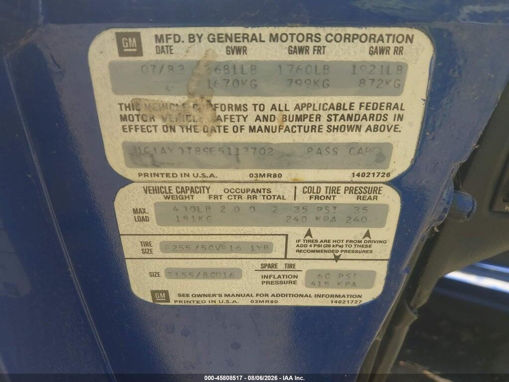 1G1AY0789E5113702 1984 CHEVROLET CORVETTE photo no. 9
