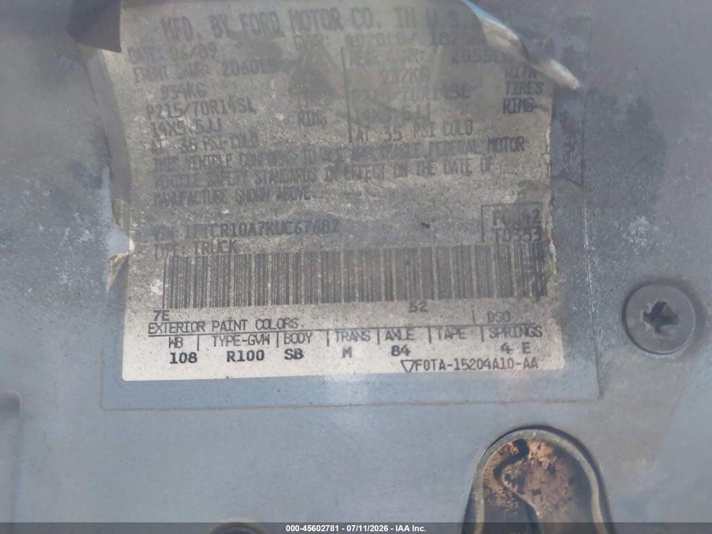 1FTCR10A7KUC67682 1989 FORD RANGER photo no. 8