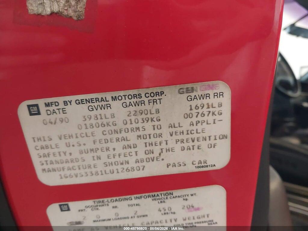 1G6VS3381LU126807 1990 CADILLAC ALLANTE photo no. 9