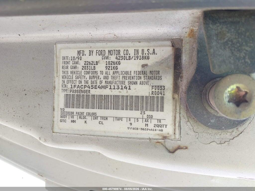 1FACP45E4MF113141 1991 FORD MUSTANG photo no. 9