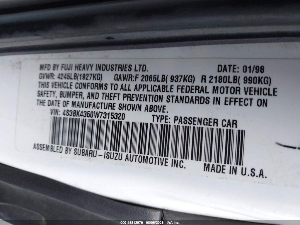 4S3BK4350W7315320 1998 SUBARU LEGACY photo no. 9