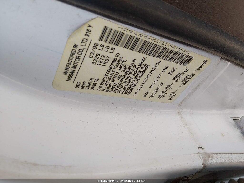 1N4AB41D5WC753768 1998 NISSAN SENTRA photo no. 9