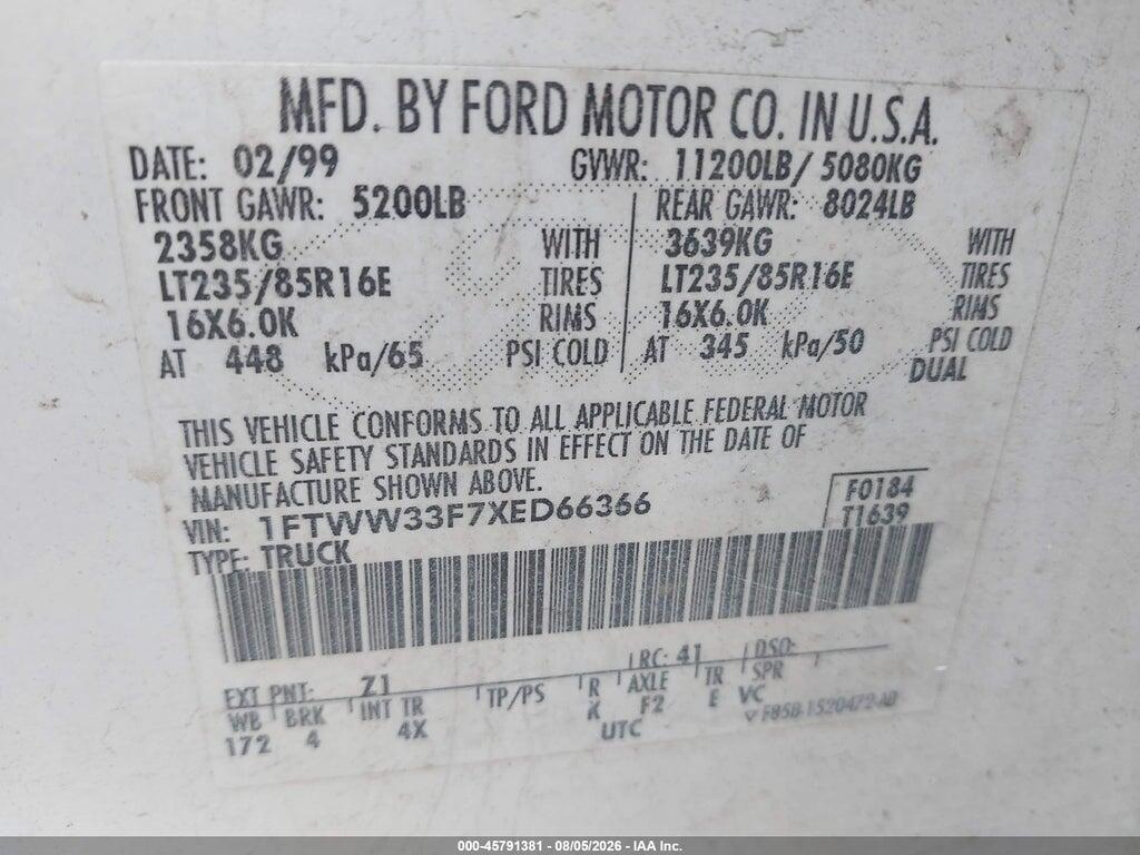 1FTWW33F7XED66366 1999 FORD F-350 photo no. 8
