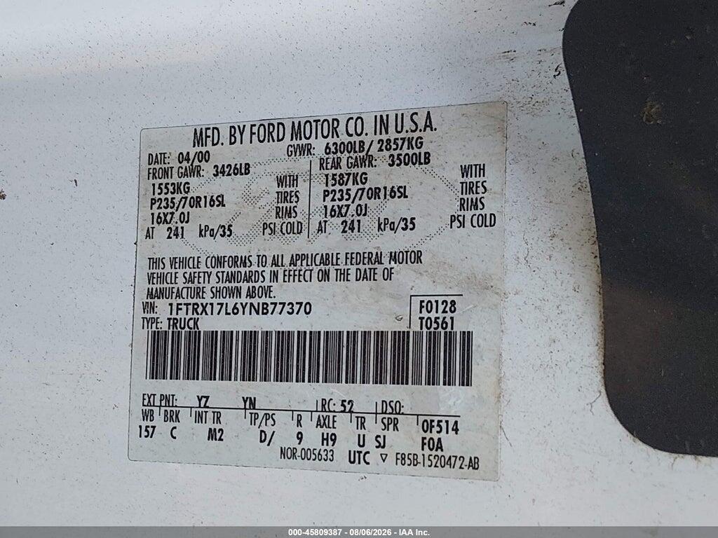 1FTRX17L6YNB77370 2000 FORD F-150 photo no. 9