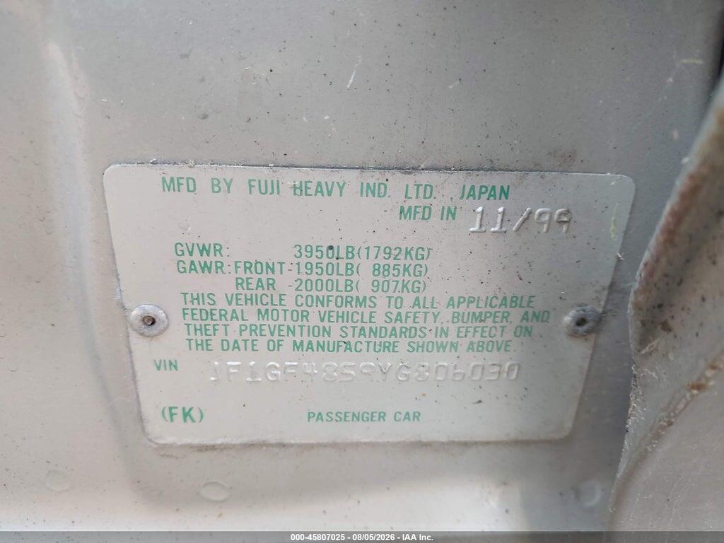 JF1GF4859YG806030 2000 SUBARU OUTBACK photo no. 9