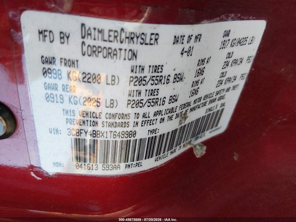 3C8FY4BBX1T649980 2001 CHRYSLER PT CRUISER photo no. 9