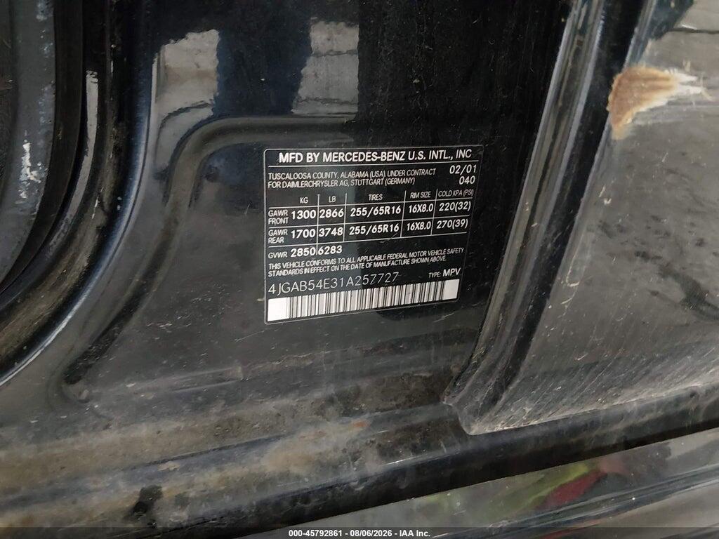 4JGAB54E31A257727 2001 MERCEDES-BENZ ML photo no. 9