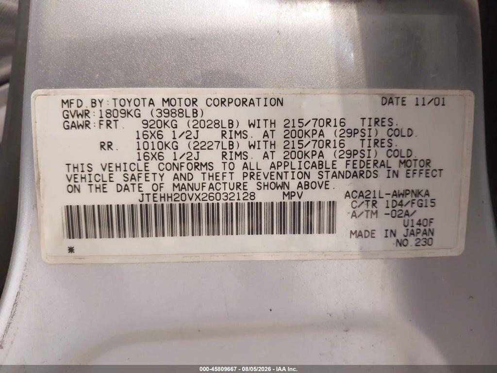 JTEHH20VX26032128 2002 TOYOTA RAV4 photo no. 9