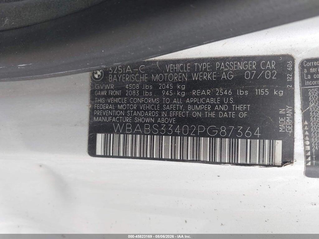 WBABS33402PG87364 2002 BMW 325CI photo no. 9