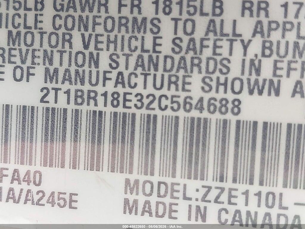2T1BR18E32C564688 2002 TOYOTA COROLLA photo no. 9
