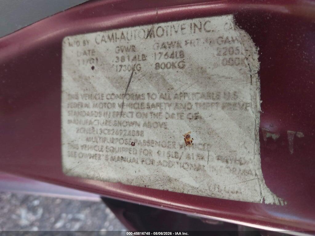 2CNBE13C826924858 2002 CHEVROLET TRACKER photo no. 9