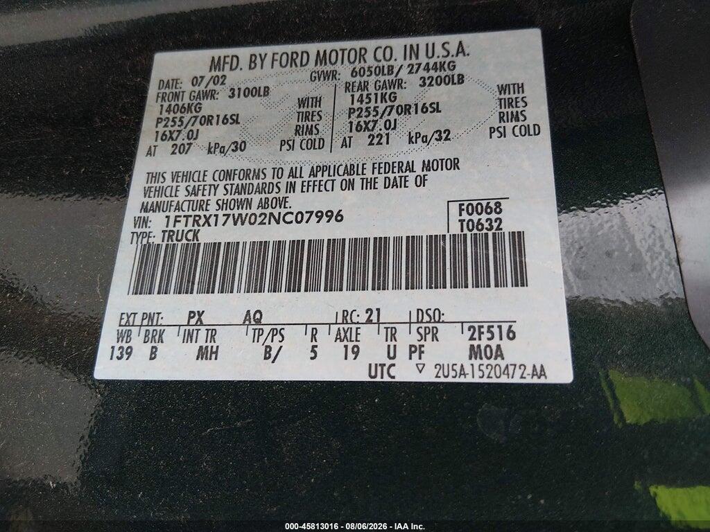 1FTRX17W02NC07996 2002 FORD F-150 photo no. 9