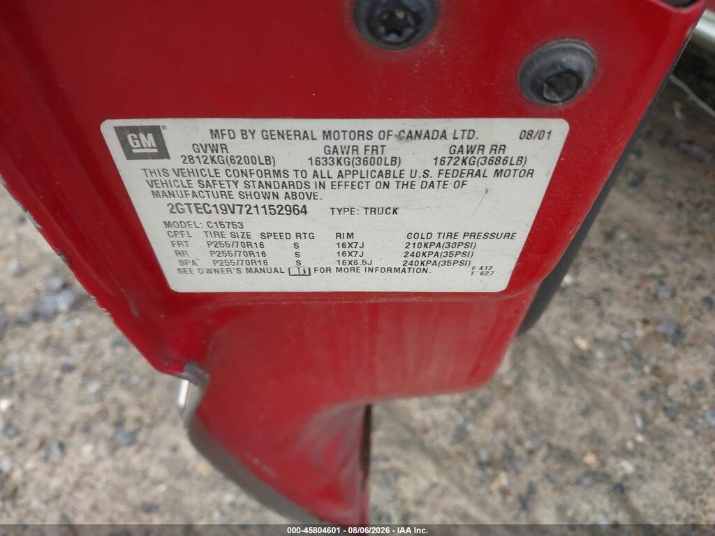 2GTEC19V721152964 2002 GMC SIERRA 1500 photo no. 9