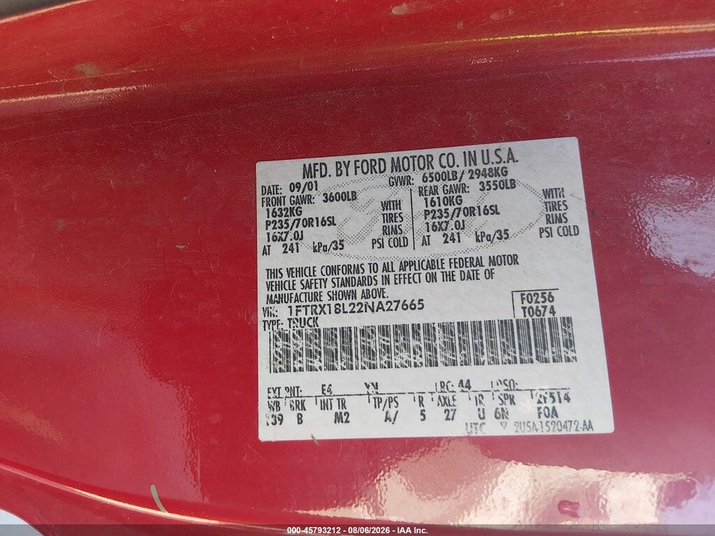 1FTRX18L22NA27665 2002 FORD F-150 photo no. 9