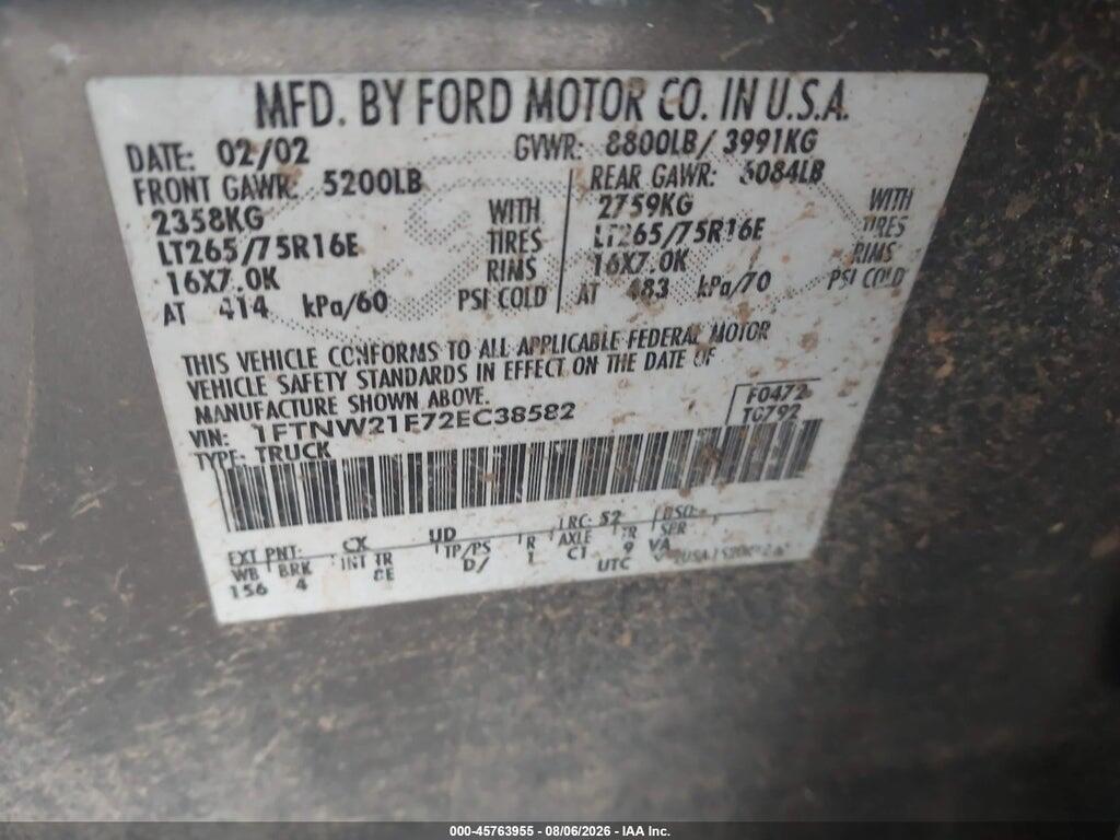 1FTNW21F72EC38582 2002 FORD F-250 photo no. 8