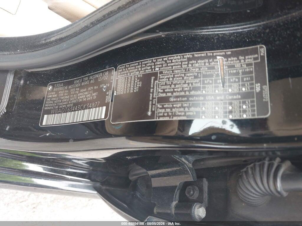 WBADT63443CK34877 2003 BMW 530IA photo no. 9