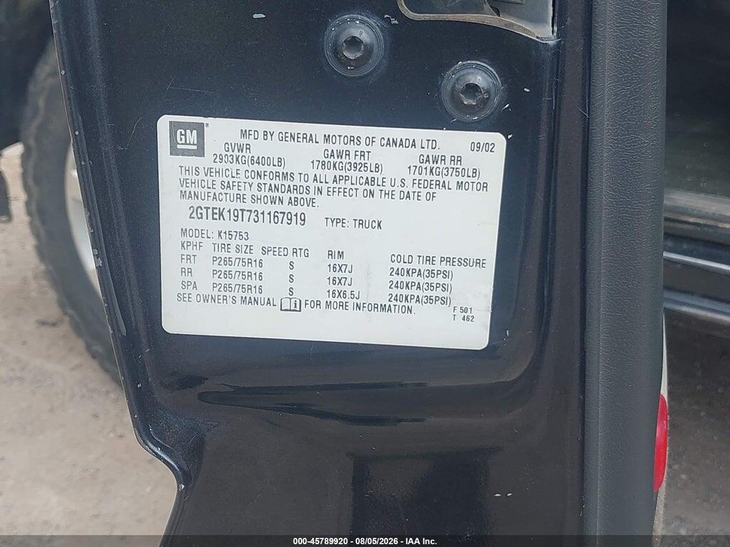 2GTEK19T731167919 2003 GMC SIERRA 1500 photo no. 9