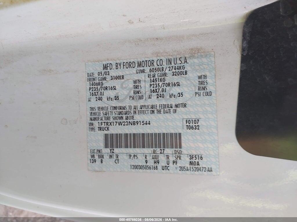 1FTRX17W23NB91544 2003 FORD F-150 photo no. 9