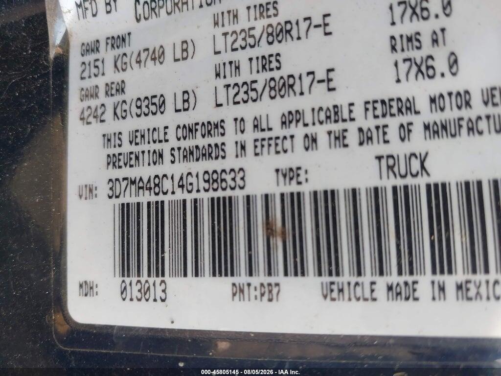 3D7MA48C14G198633 2004 DODGE RAM 3500 photo no. 8