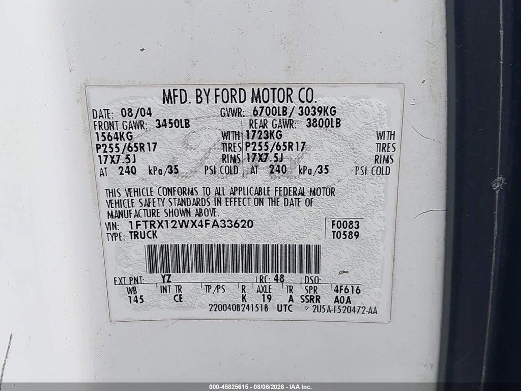 1FTRX12WX4FA33620 2004 FORD F-150 photo no. 9