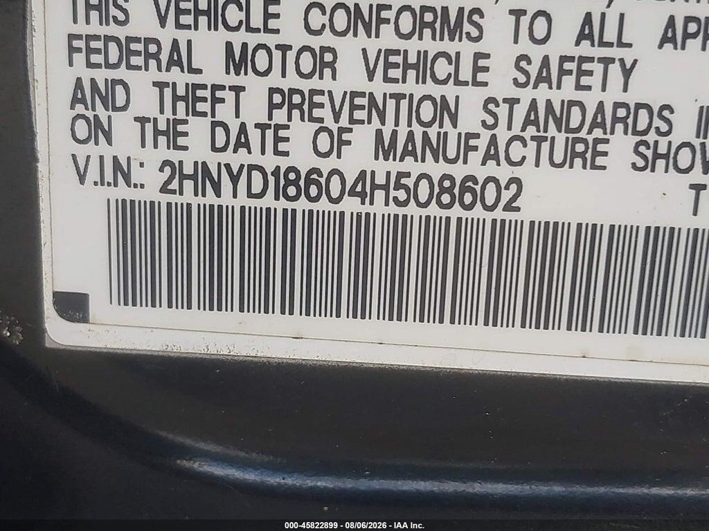 2HNYD18604H508602 2004 ACURA MDX photo no. 9